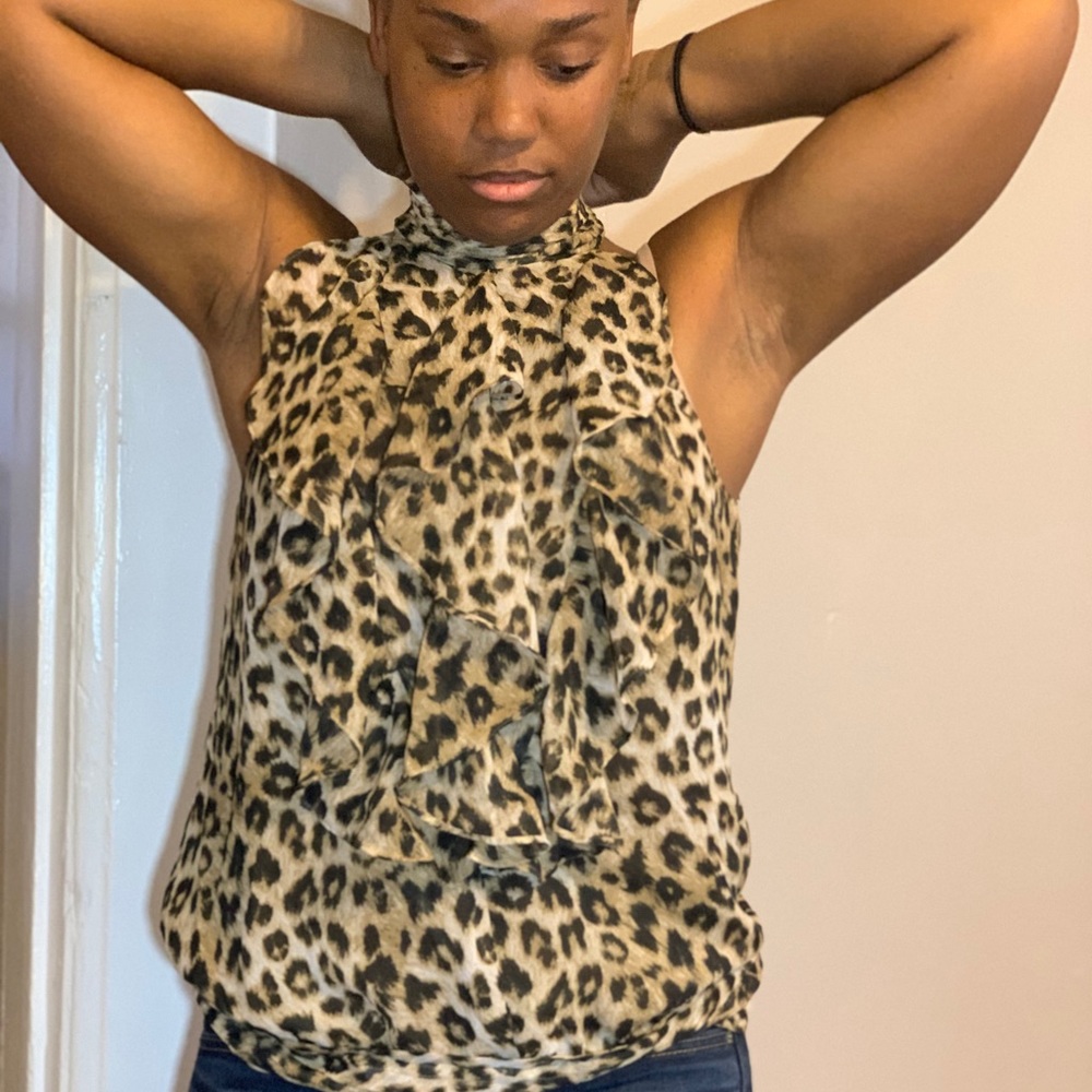 Cheetah leopard sleeveless blouse